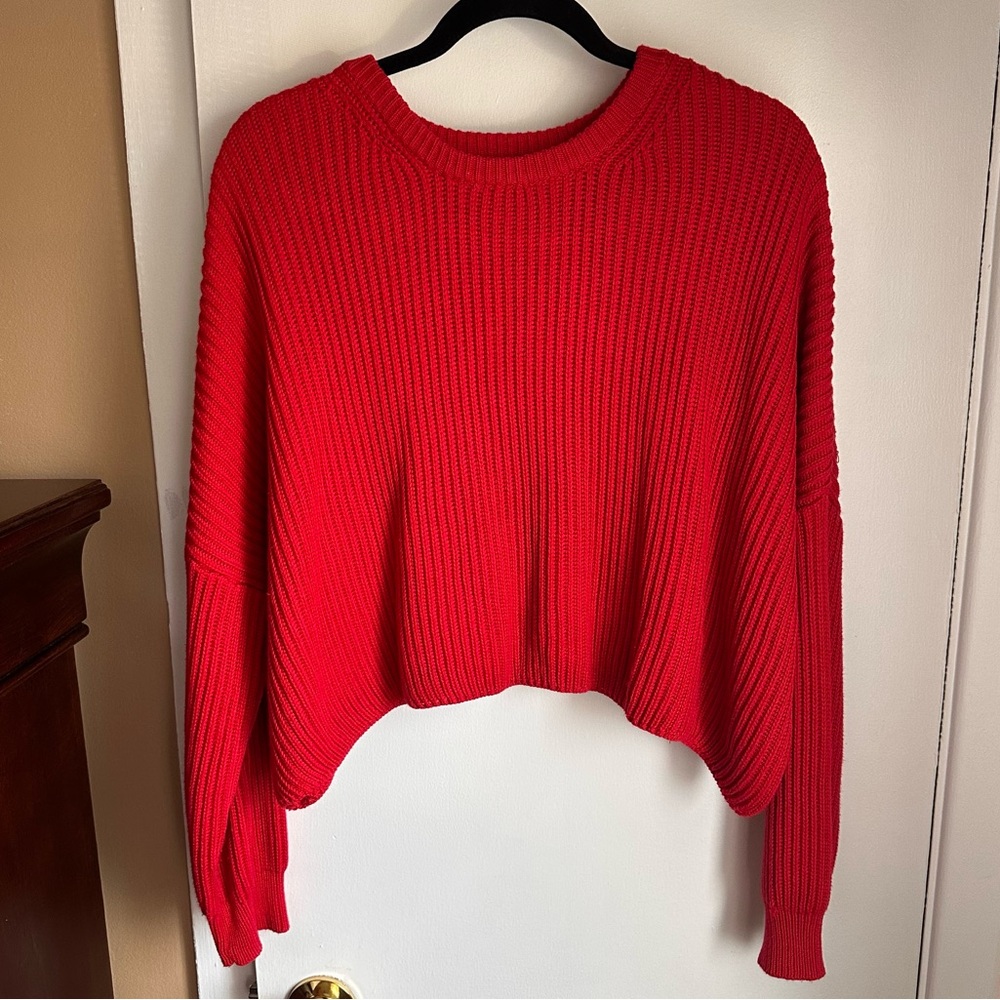 Cotton Candy LA red knit crop sweater
